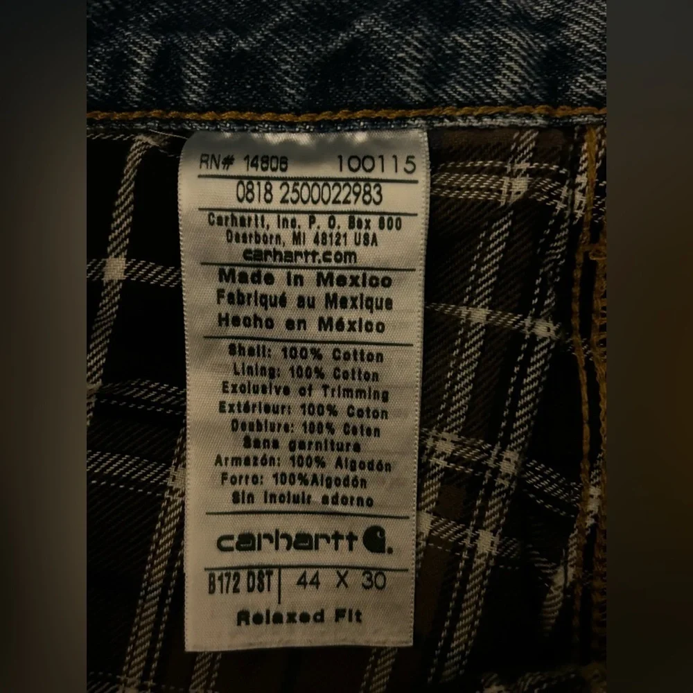 Carhartt Men’s Flannel Lined Relaxed Fit 100% Cotton Jeans Size 44x30